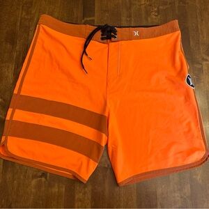 Hurley‎ 36 Swim Shorts Swimsuit Orange Phantom Pool Resort Vacation Travel